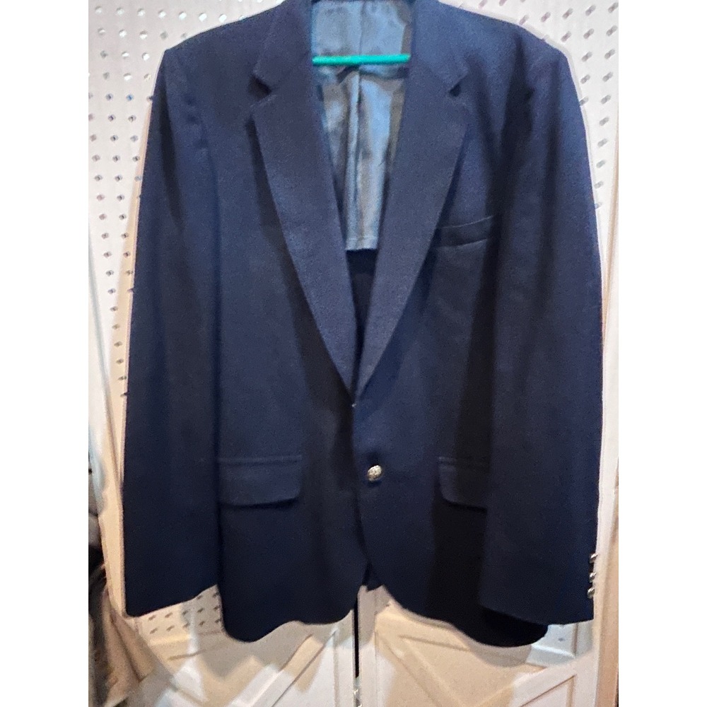 Vintage Sears Wool Navy Blazer Business Casual Single Breasted Coat Jacket XL‎